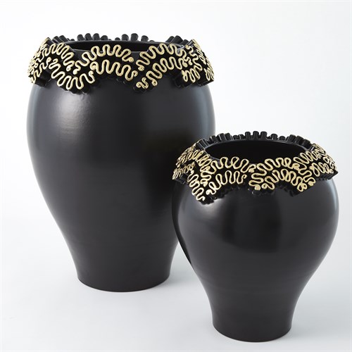 Squiggles Vase-Black w/Gold Leaf Squiggles Vase-Black w/Gold Leaf