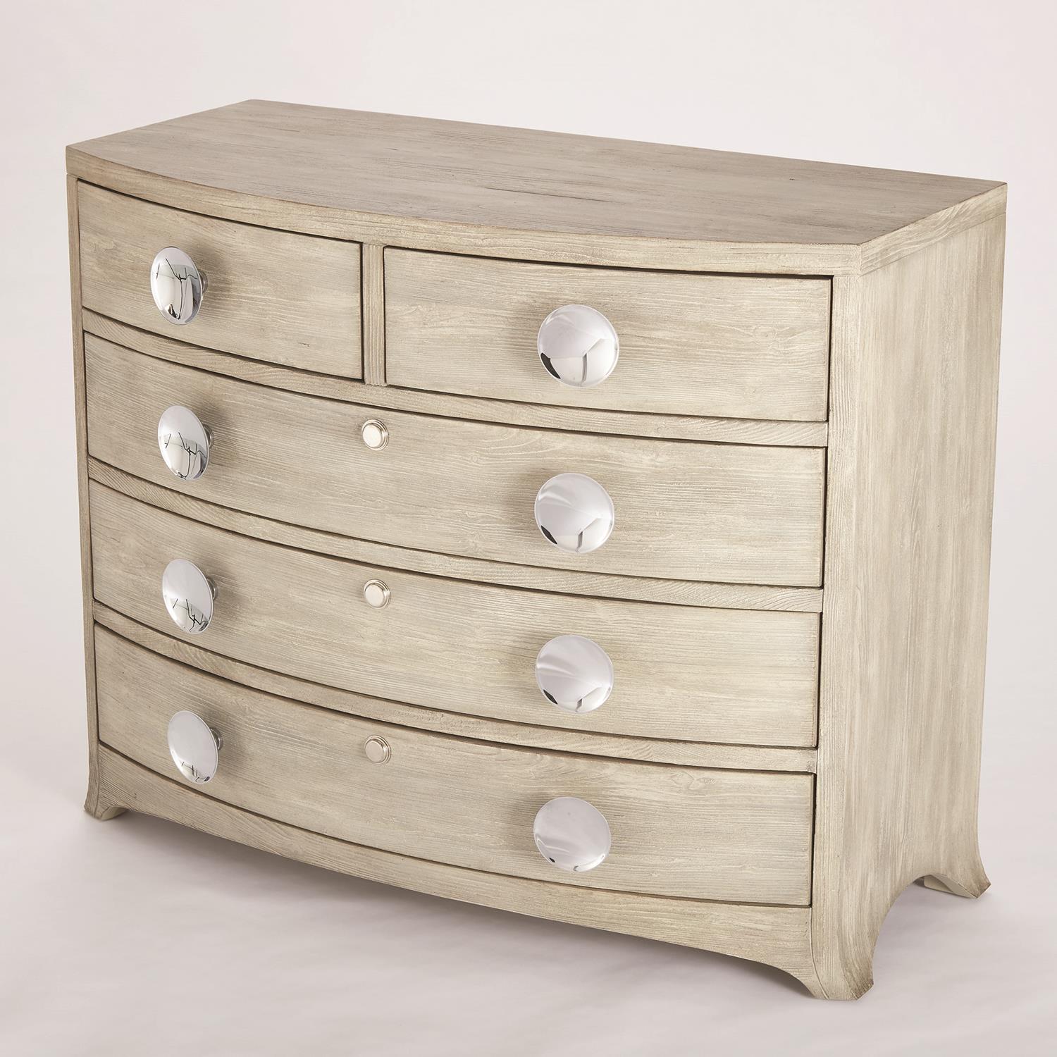 Bow Front 5 Drawer Dresser Grey