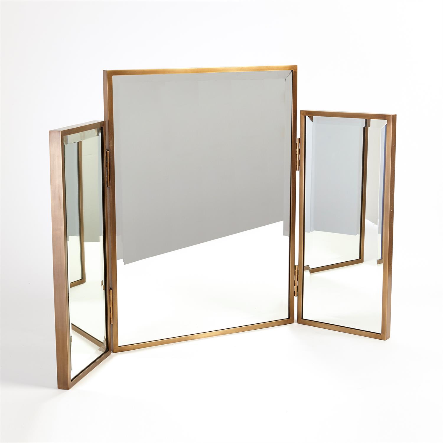 Tri Fold Vanity Mirror Antique Brass, Tri Fold Bathroom Mirror