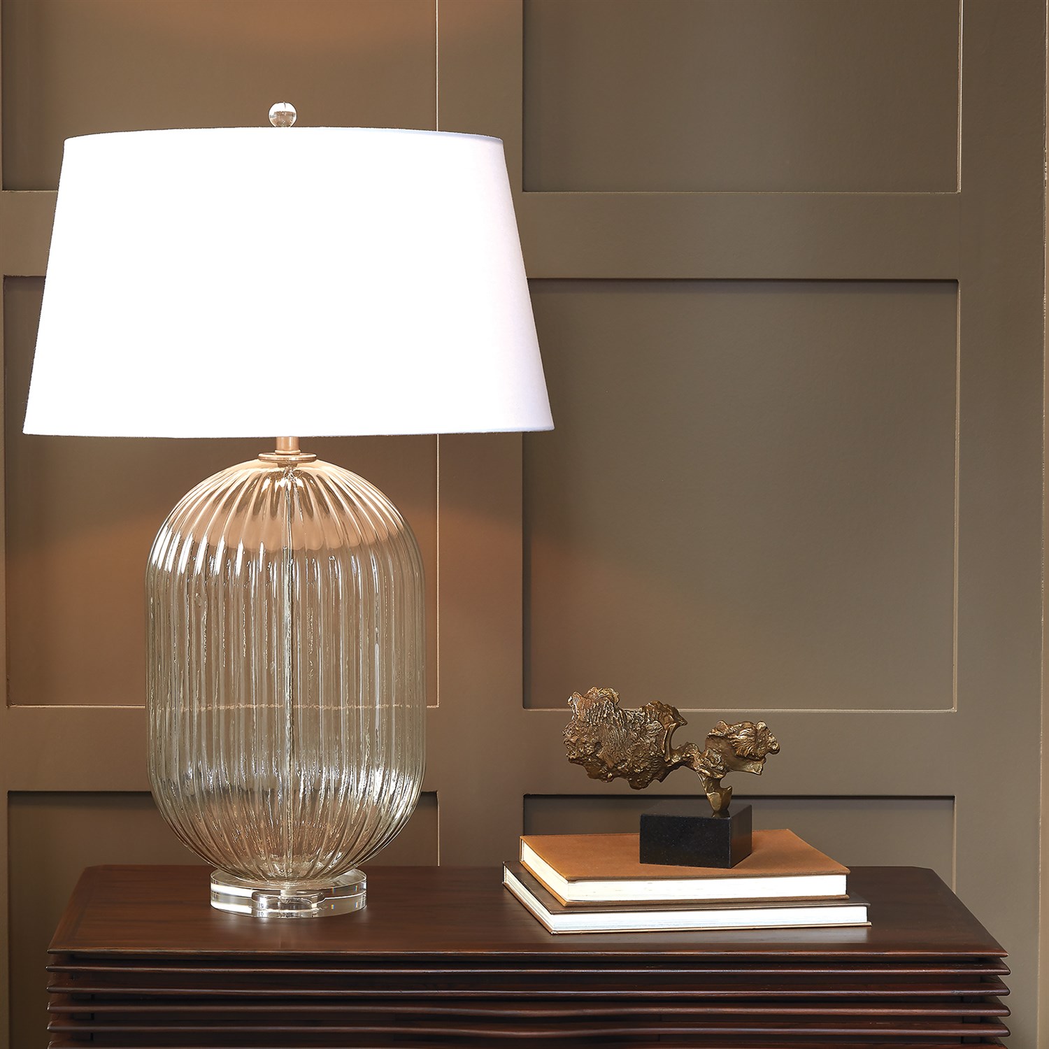 ribbed glass accent lamp