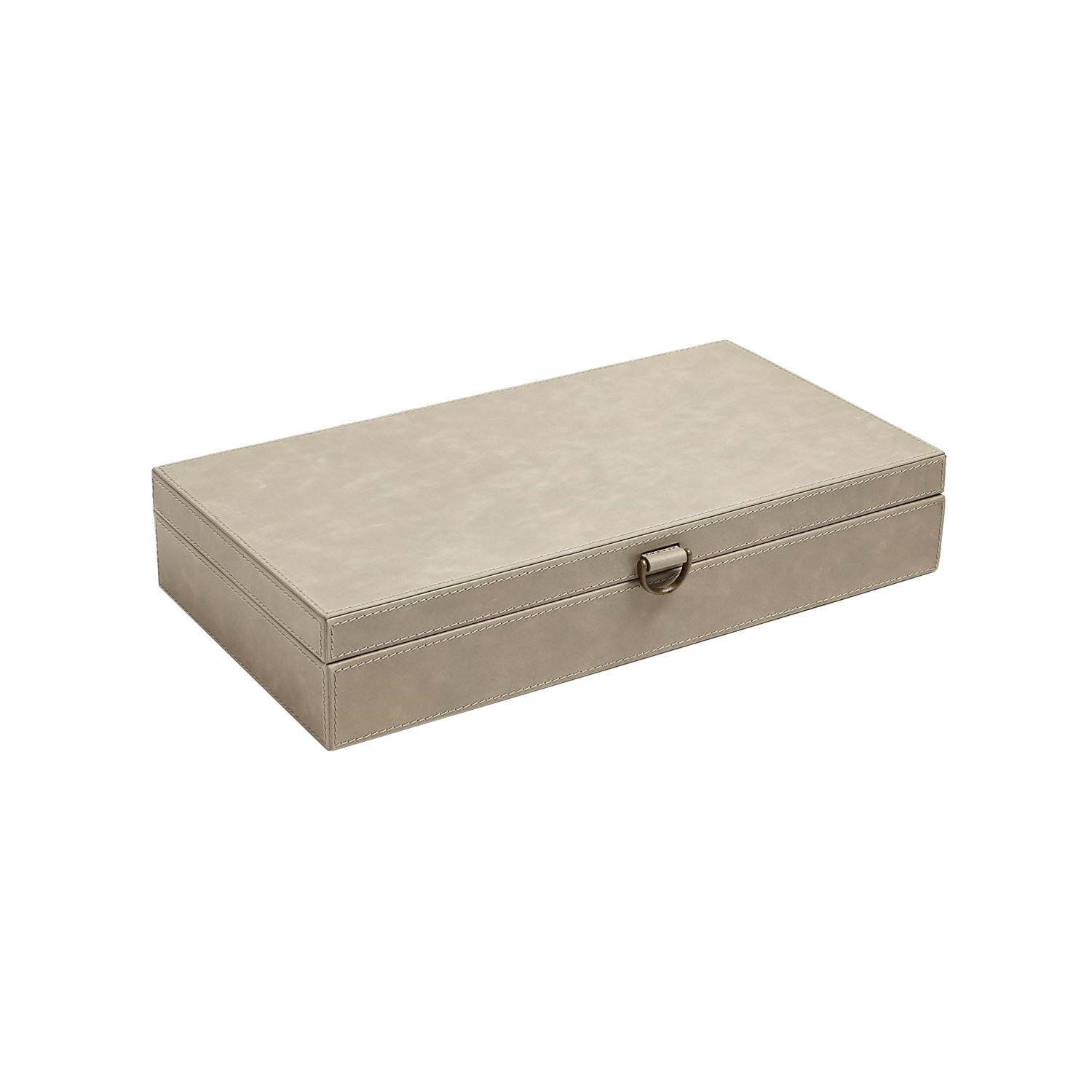 Marbled Leather D Ring Box-Light Grey