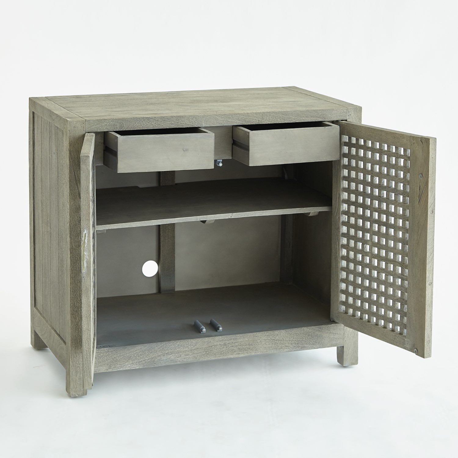 Driftwood Lattice 2 Door Cabinet Grey Driftwood Lattice 2 Door Cabinet Grey