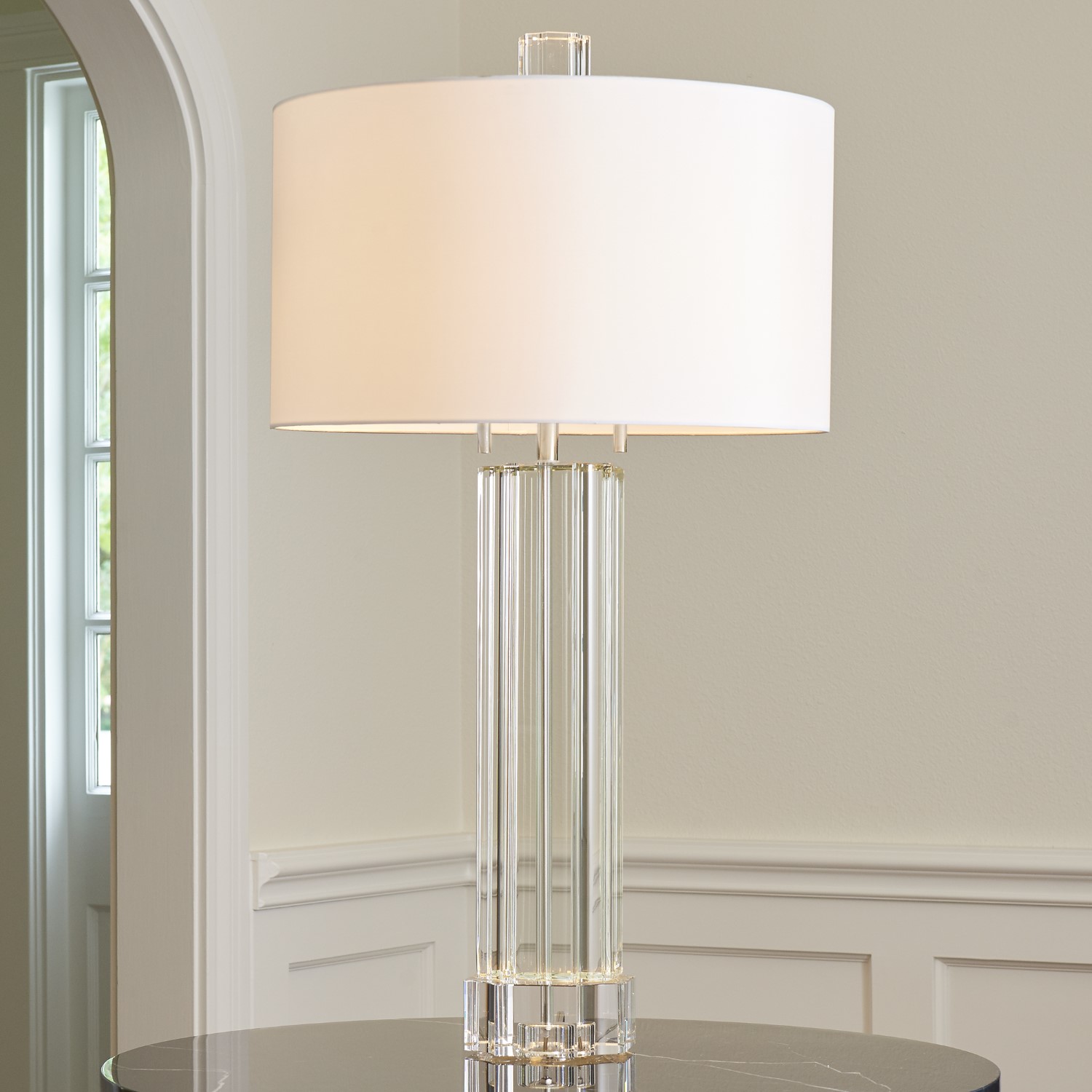 glass column table lamps