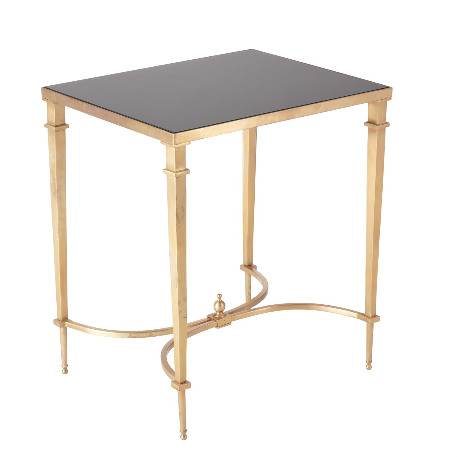 Rectangular French Square Leg Table-brass & Black Granite