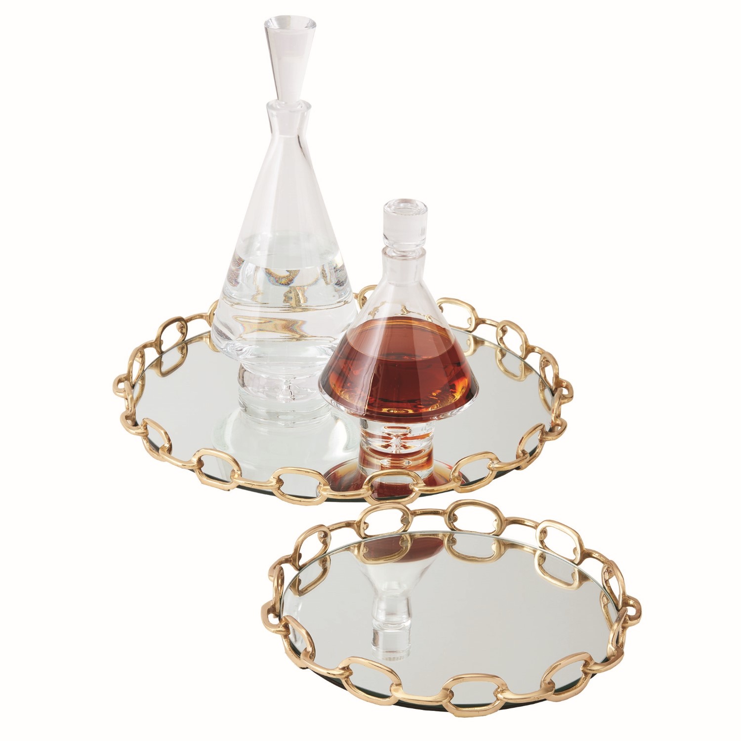 Linked Mirrored Tray-Brass