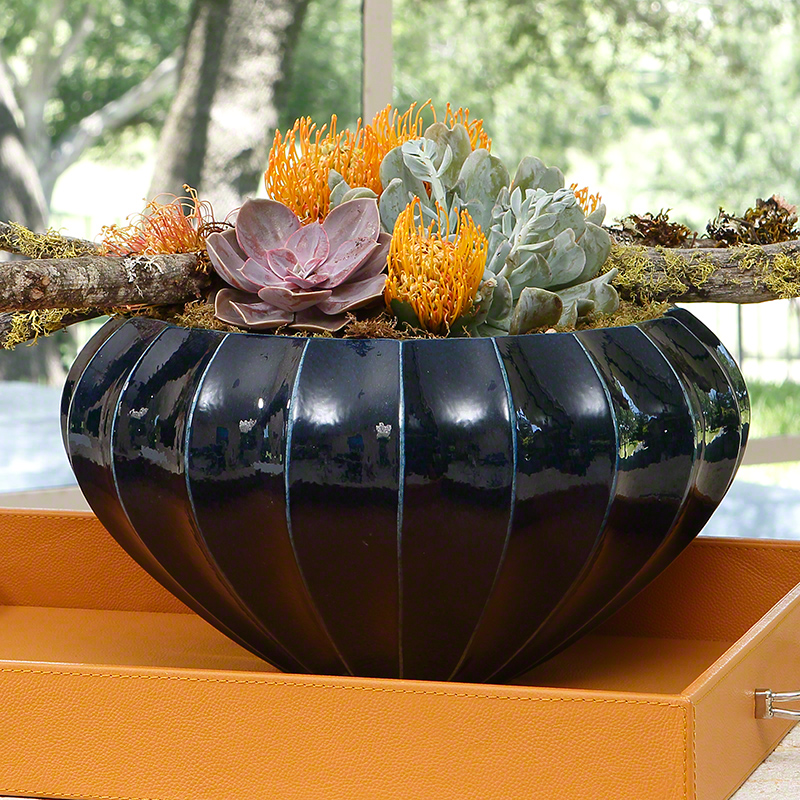 Fluted Closed Bowl-Ink Fluted Closed Bowl-Ink
