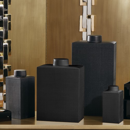 Grid Texture Jar-Black Grid Texture Jar-Black
