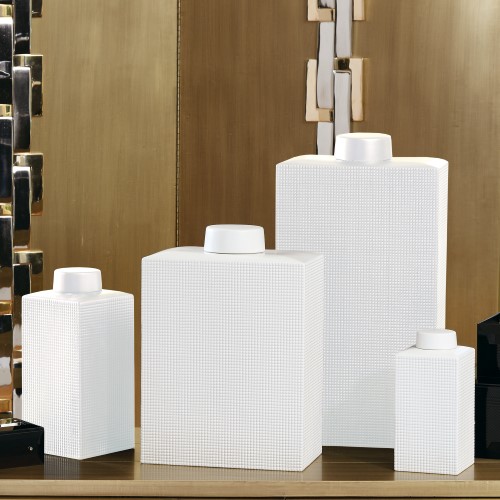 Grid Texture Jar-White Grid Texture Jar-White