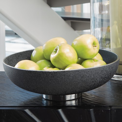 Silver Banded Bowl-Black Silver Banded Bowl-Black