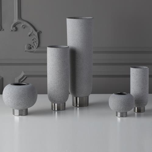 Silver Banded Vase-Grey Silver Banded Vase-Grey