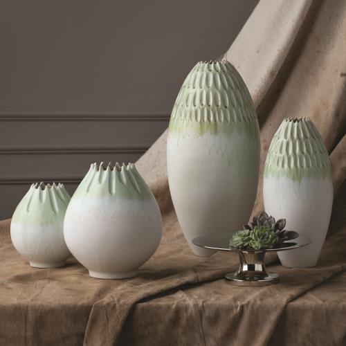 Cut Carved Vase-Sage Cut Carved Vase-Sage