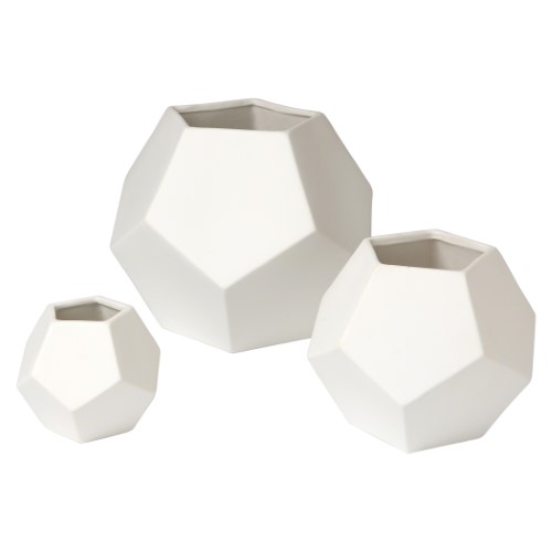 Faceted Vase-White Faceted Vase-White
