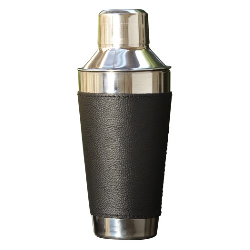 Cocktail Shaker-Leather Wrapped-Black/Stainless Steel Cocktail Shaker-Leather Wrapped-Black/Stainless Steel