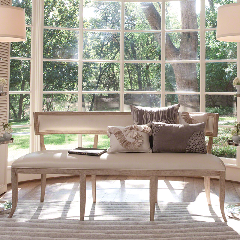 Klismos Bench-Beige Leather Klismos Bench-Beige Leather