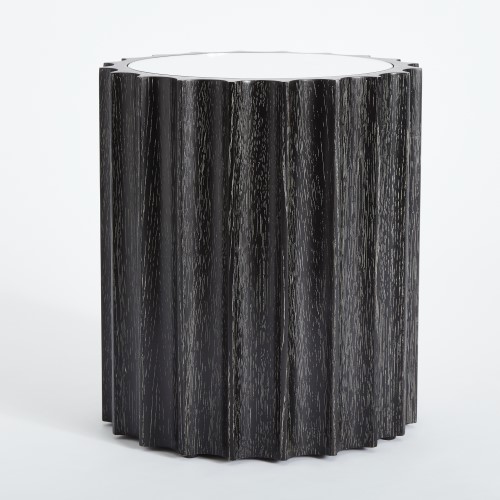 Reflective Column Side Table-Black Cerused Oak Reflective Column Side Table-Black Cerused Oak