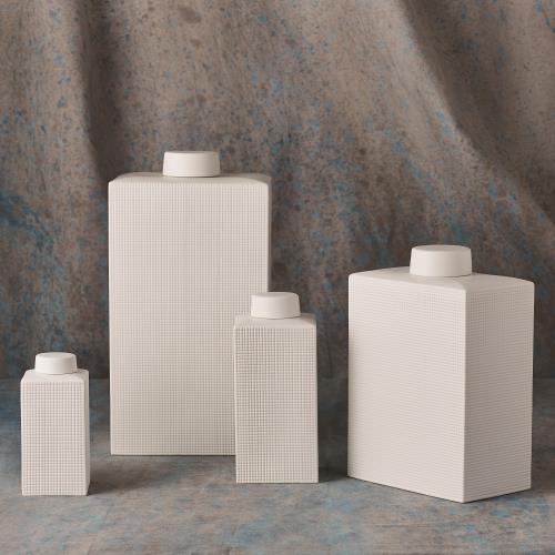 Grid Texture Jar-White Grid Texture Jar-White