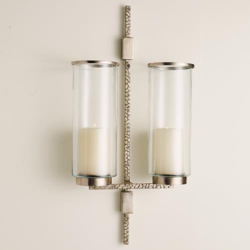 Hammered Double Sconce-Antique Nickel Hammered Double Sconce-Antique Nickel