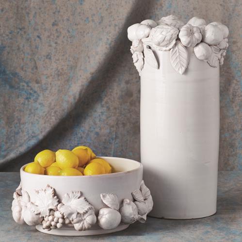 Della Robia Vase-Antique White Della Robia Vase-Antique White