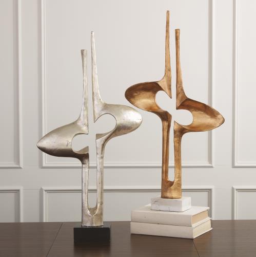 Brother and Sister Sculpture-Silver Leaf Brother and Sister Sculpture-Silver Leaf