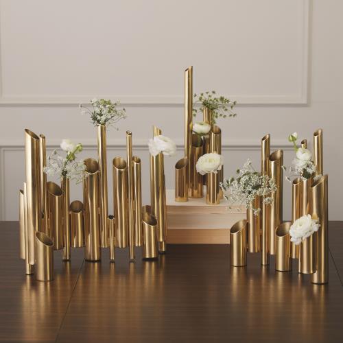 Multi Pipe Vase-Brass Multi Pipe Vase-Brass