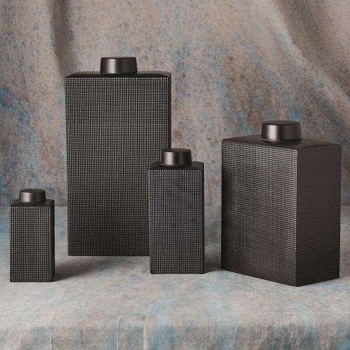 Grid Texture Jar-Black Grid Texture Jar-Black