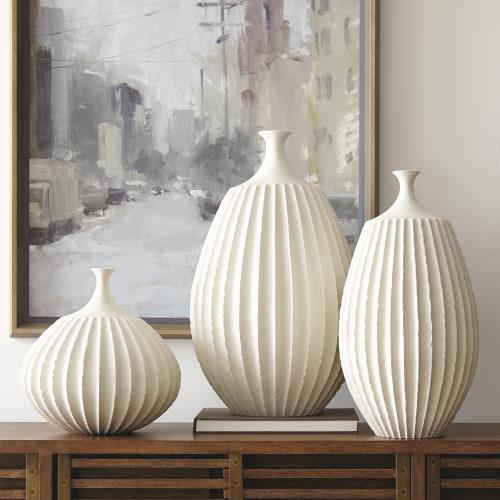 Sawtooth Vase Collection-Rustic White