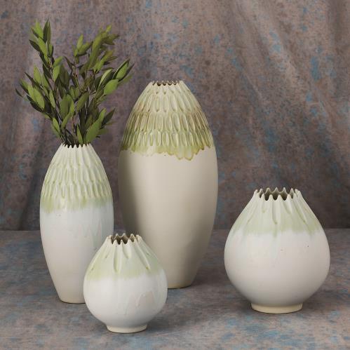 Cut Carved Vase-Sage Cut Carved Vase-Sage