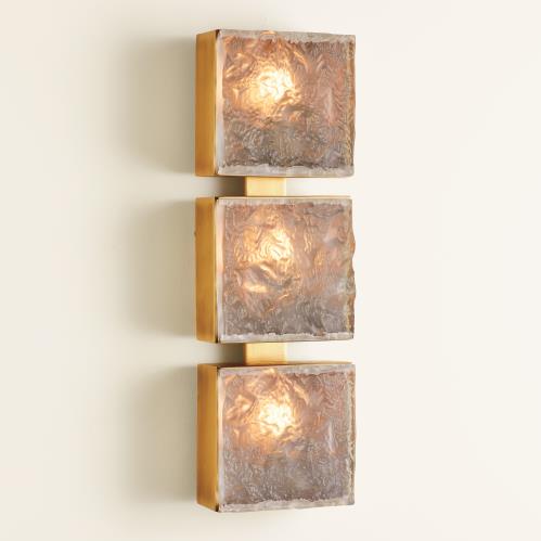 Triple Cube Sconce-Satin Brass-HW Triple Cube Sconce-Satin Brass-HW