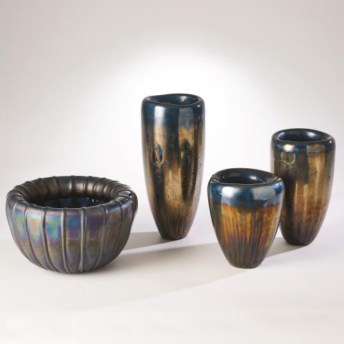 Tear Drop Folded Bowl-Deep Blue/Metallic Tear Drop Folded Bowl-Deep Blue/Metallic