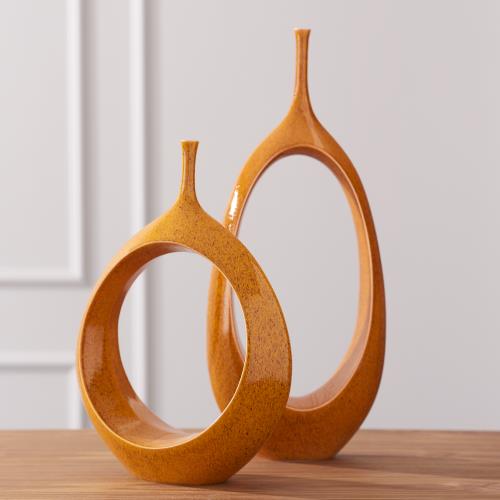 Open Ring Vase-Orange