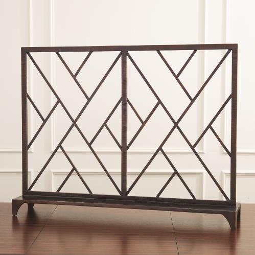 Chinoise Fret Fireplace Screen-Bronze