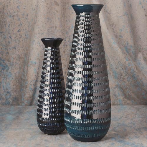 Tall Graffiti Vase-Cobalt Tall Graffiti Vase-Cobalt