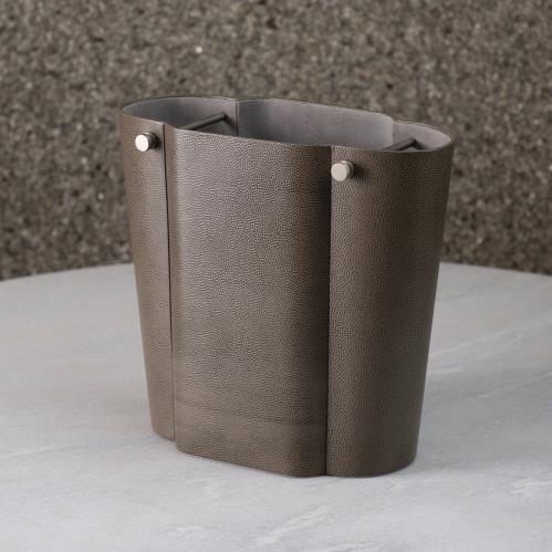 Serpentine Wastebasket-Grey Pebble Serpentine Wastebasket-Grey Pebble