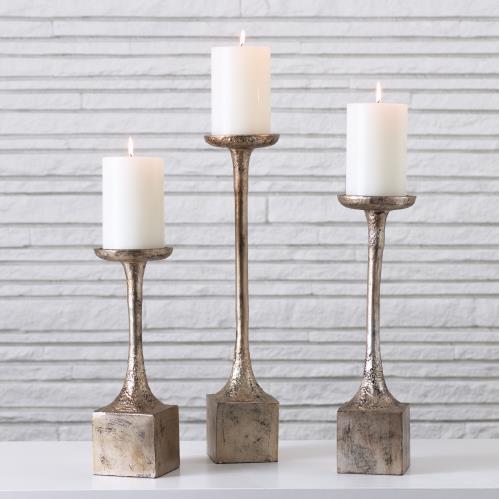 Kedge Pillar Holder-Silver Leaf Kedge Pillar Holder-Silver Leaf