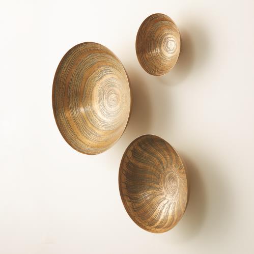 S/3 Sun Etched Wall Bowls-Antique Brass