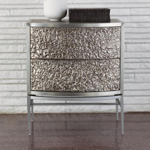 Crinkle Bedside Chest-Nickel/Antique Nickel Crinkle Bedside Chest-Nickel/Antique Nickel