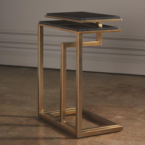 Set of 2-C Nesting Tables-Brass Set of 2-C Nesting Tables-Brass