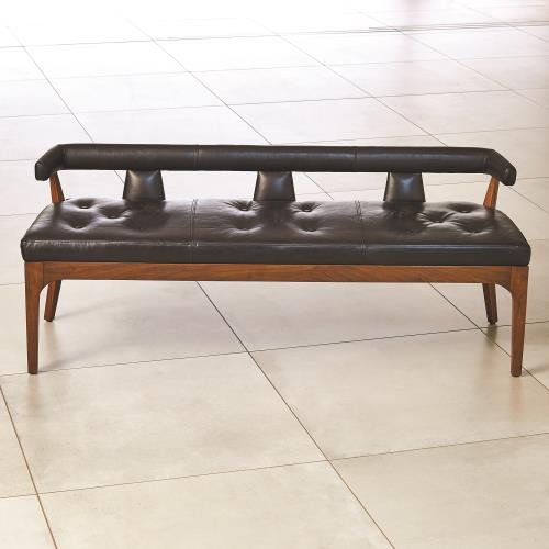 Moderno Bench-Black Marble Leather