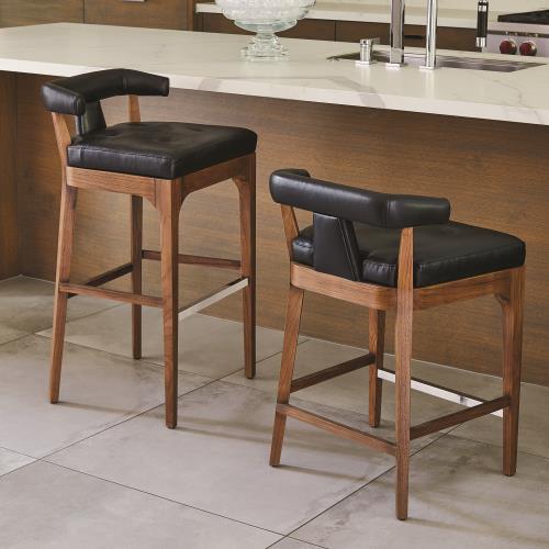 Moderno Counter Stool-Black Marble  Leather