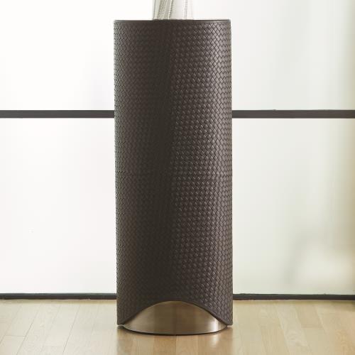 Milan Oval Pedestal - Charcoal Leather Milan Oval Pedestal - Charcoal Leather