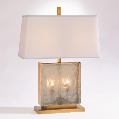 Cube Slab Table Lamp-Antique Brass