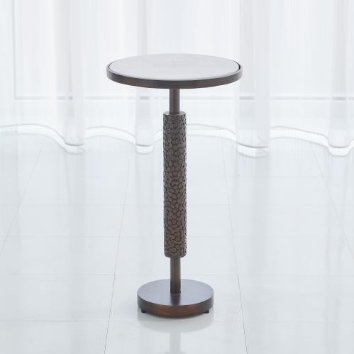 Hammered Martini Table - Bronze w/White Marble Hammered Martini Table - Bronze w/White Marble