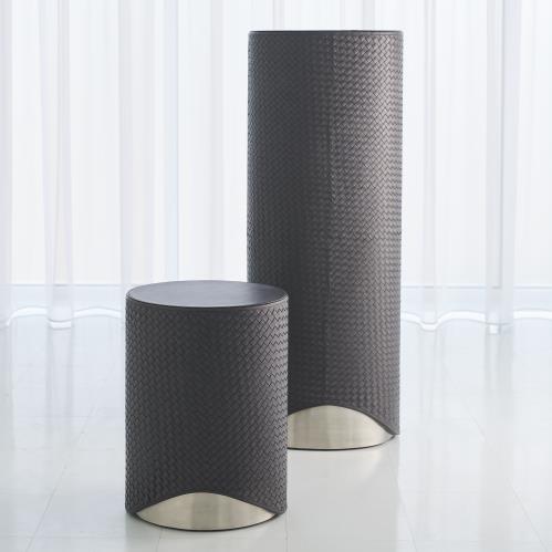 Milan Oval Accent Table - Charcoal Leather Milan Oval Accent Table - Charcoal Leather