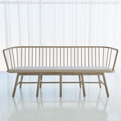 Spindle Long Bench - Grey Leather
