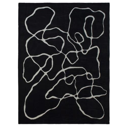 Squiggle Rug-Black/Ivory