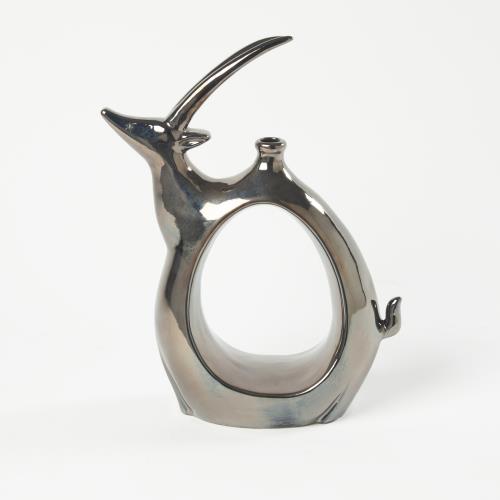 Gazelle Vase-Metallic