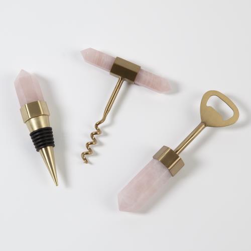 Emporium Home Rose Quartz Barware - Satin Brass Emporium Home Rose Quartz Barware - Satin Brass