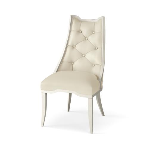 Logan Dining Chair-Antique White-Milk Leather Logan Dining Chair-Antique White-Milk Leather