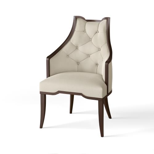 Logan Arm Chair-Walnut-Muslin