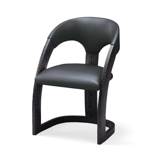 Delia Chair-Ebony Cerused-Graphite Leather